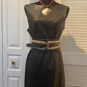 Theory genuine leather black sheath dress